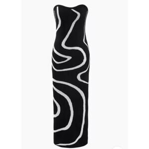 NWT Micas Swirl Bodycon Strapless Midi Stretch Dress Womens Small